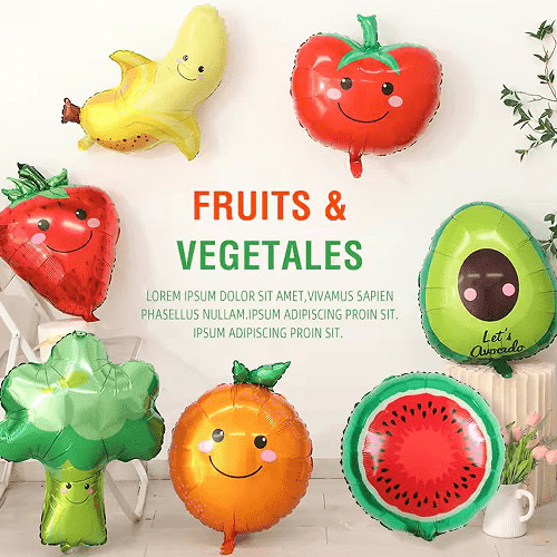 फल और सब्जियाँ फ़ॉइल गुब्बारे
