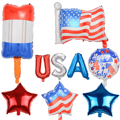 4 जुलाई की शुभकामनाएँ गुब्बारा