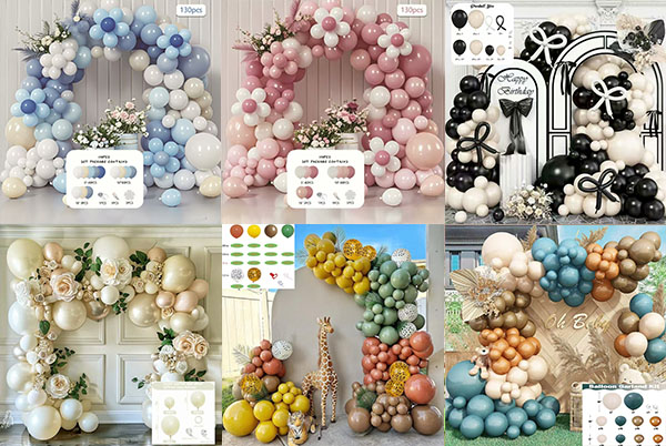 retro balloons arch garland
