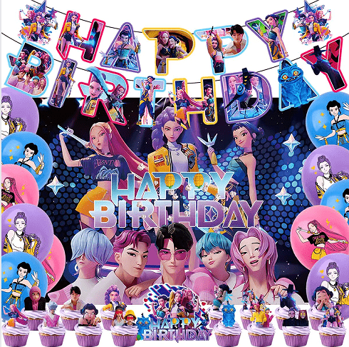 के-पॉप डेमन हंटर्स पार्टी सजावट सेट